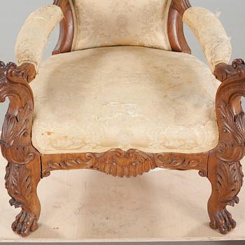 FÅTÖLJ, nyrokoko, sent 1800-tal.