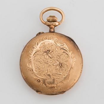 LADIES POCKET WATCH, 14K gold and enamel, Russia.