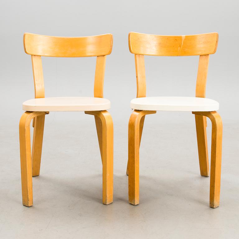 ALVAR AALTO, TUOLEJA, 2 kpl, "69", Artek, 1900-luvun puoliväli.