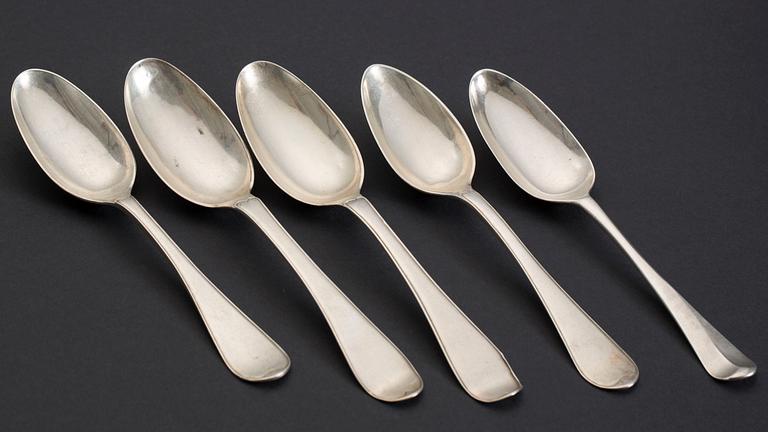 SKEDAR, 5 stycken, olika mästare, silver, vikt 320 g.