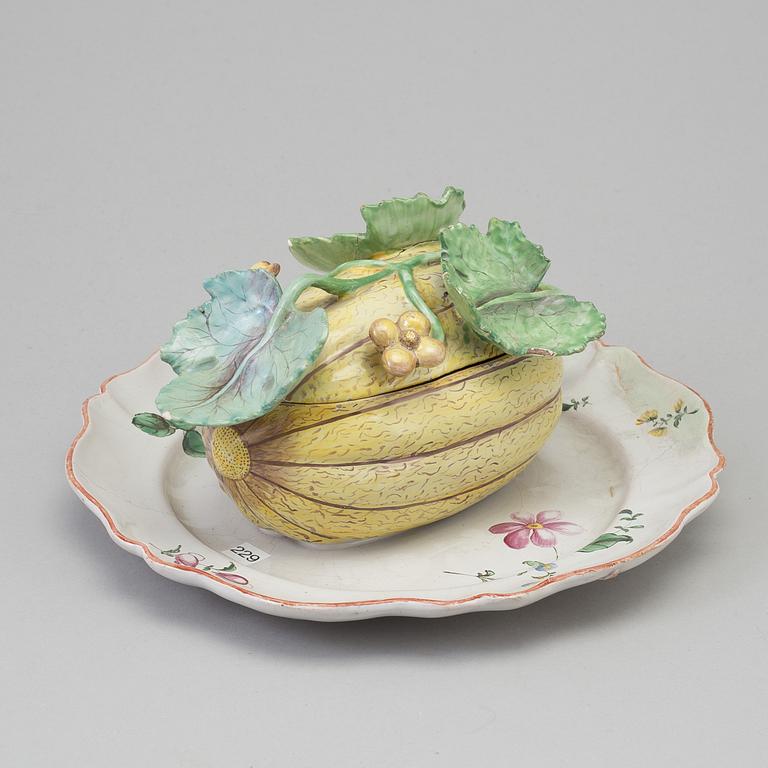 A faience bonboniere, 18th Century.