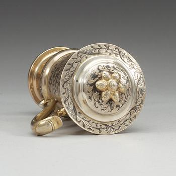 A Russian 19th century silver-gilt and niello cup and cover, unidentified makers mark, Moscow 1850.