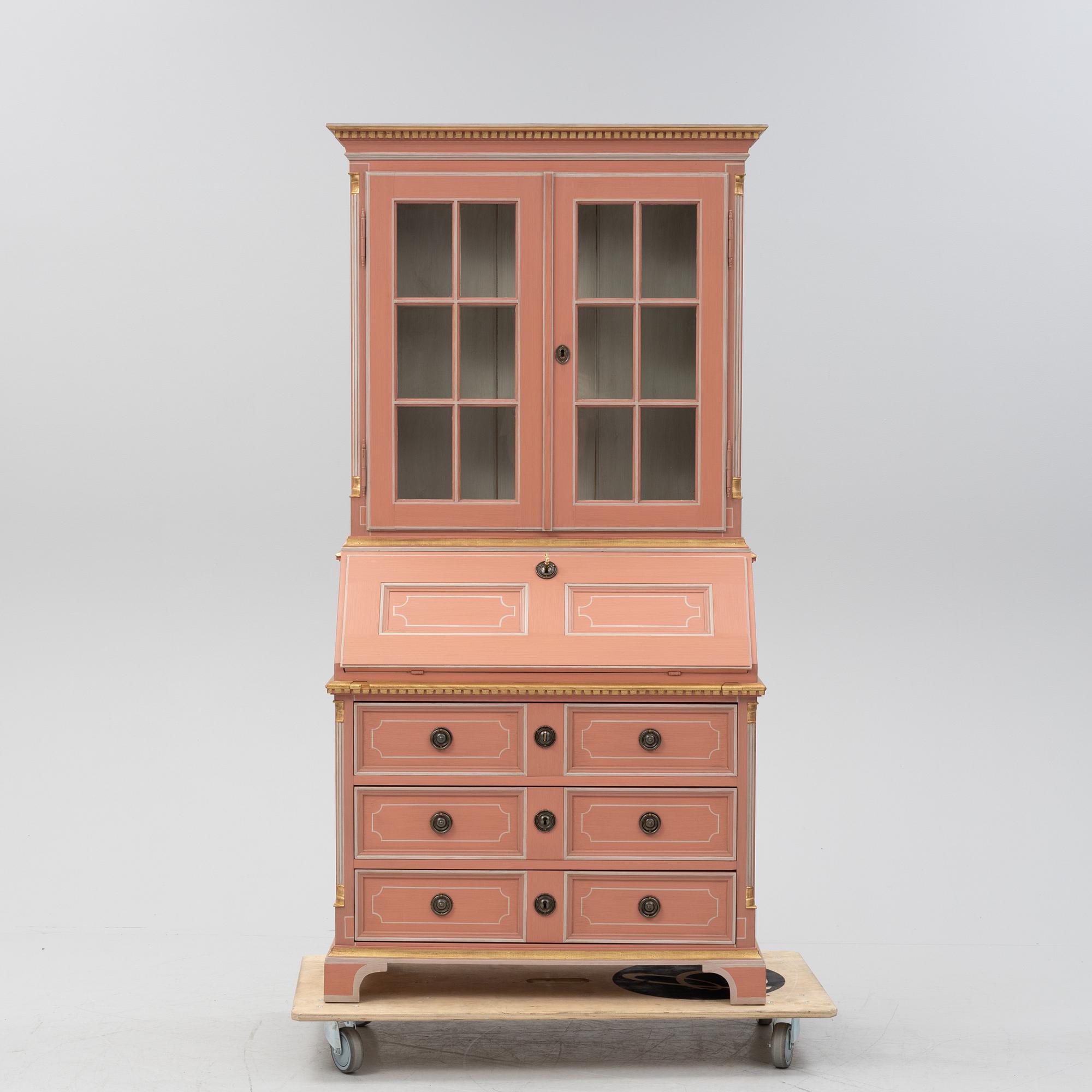 A Gustavian style writing cabinet, end of the 20th Century.