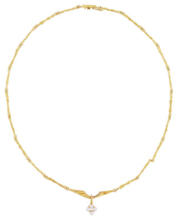 BJÖRN WECKSTRÖM, collier "Pearlflower", Fyrklövern Lapponia 1999. 18k.