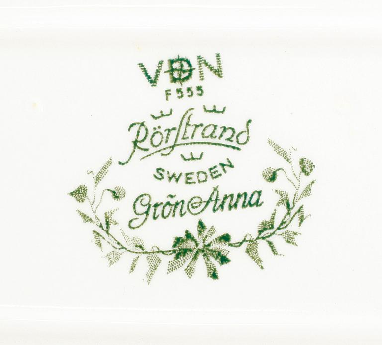 MATSERVIS, 55 delar, porslin, "Gröna Anna", Rörstrand, 1900-talets andra hälft.
