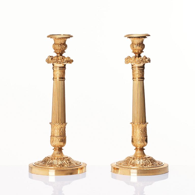 A pair of French Empire candlesticks, first part of the 19th century.