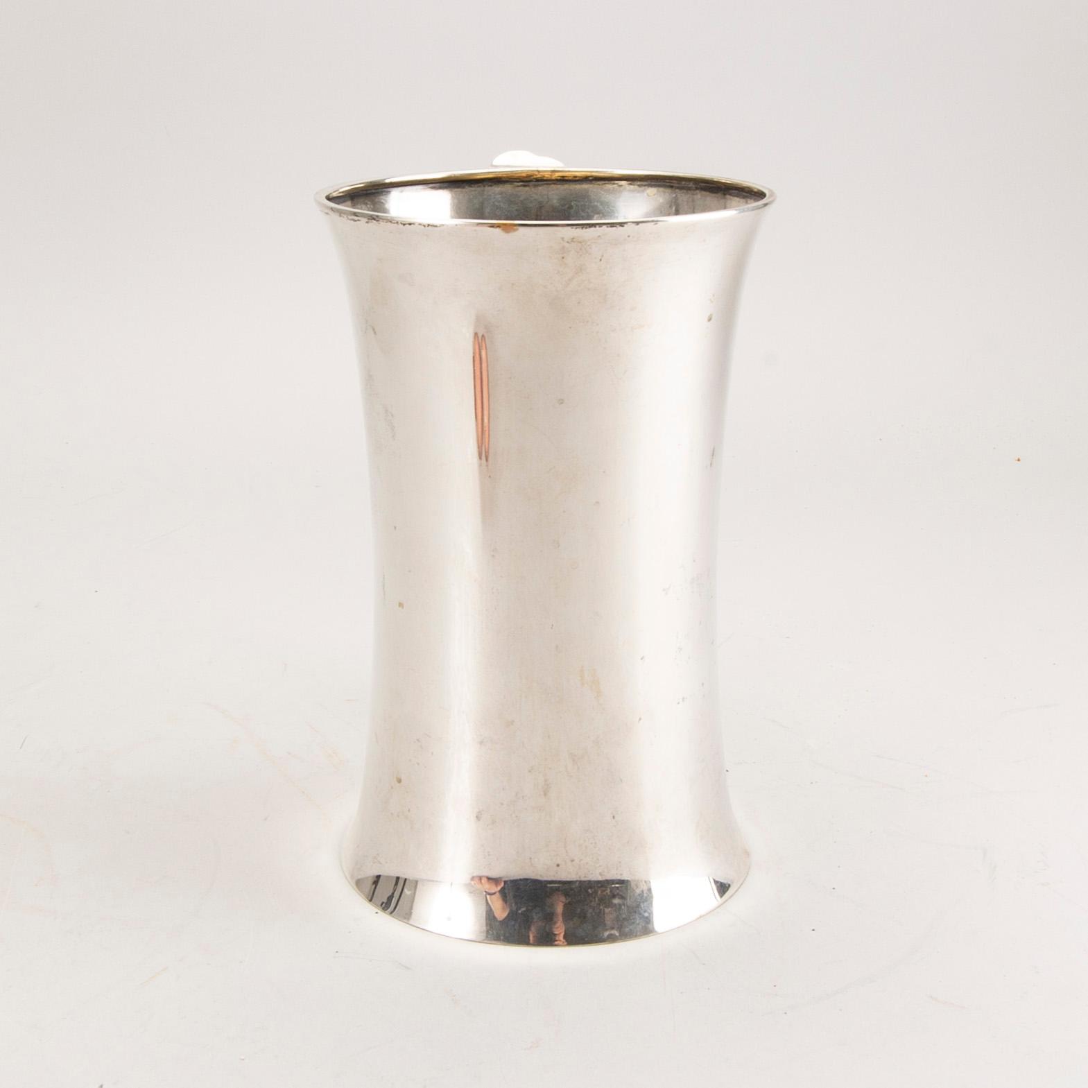 A Swedish 20th century silver and boar tusk tankard mark of CG Hallberg Stockholm 1915 weight 880 gr.