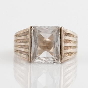 Gustaf Dahlgren & Co, ring silver with synthetic white spinel.