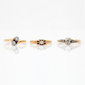 PARTI SMYCKEN, 18 k guld, 4 st, 1900-tal. Totalvikt ca 14 gram.