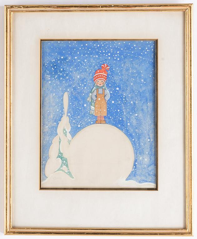 A signed watercolor by Einar Nerman.