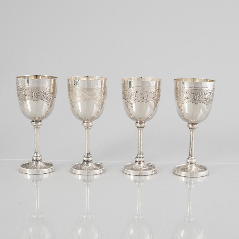 Four Sterling Silver Cups, Swedish import mark, second half of the 20th Century.