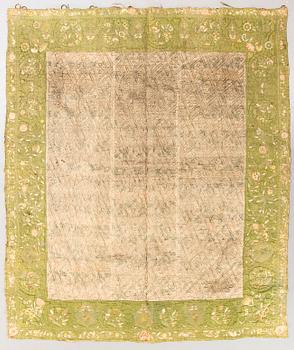 A Swedish silk quilt later part of the 18th century/early 1800s, ca 229x185 cm.