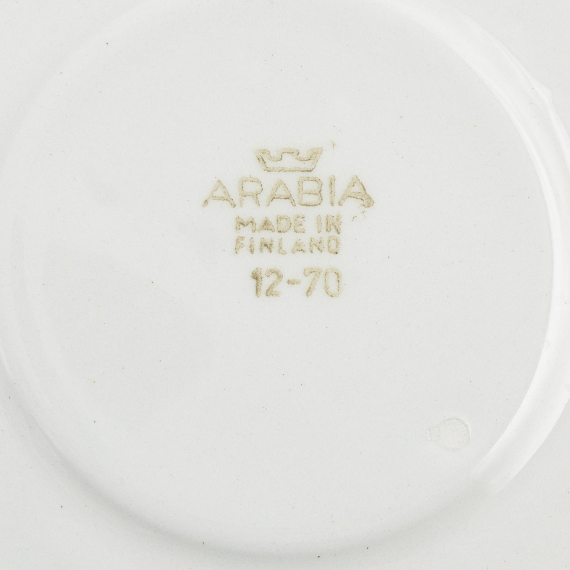 Anja Juurikkala, kaffekoppar men fat, 10 st, 'Paju', flintgods, Arabia, Finland.
