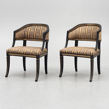 A pair of late Gustavian open armchairs, Lindome, circa 1800.