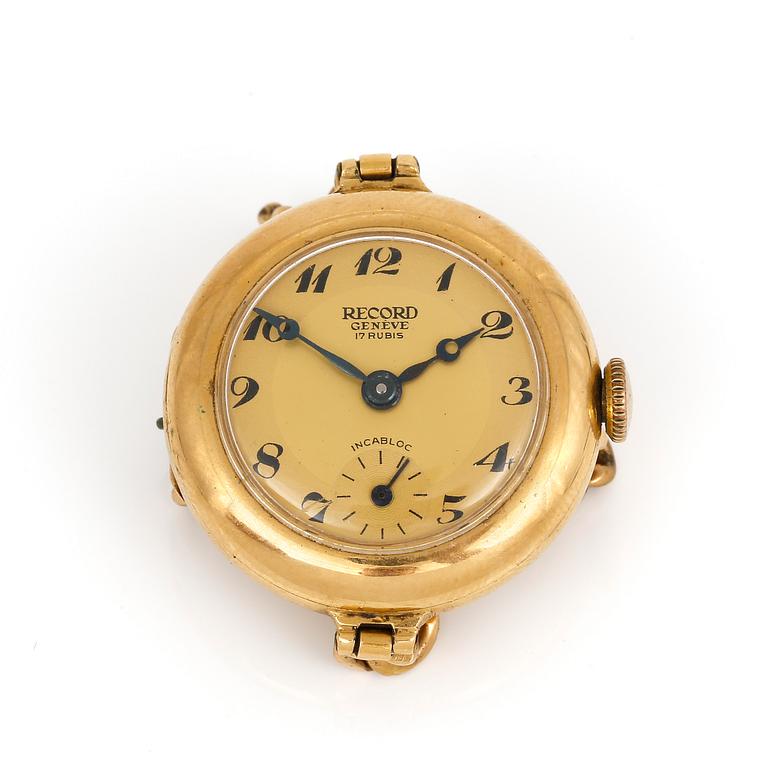 ARMBANDSUR, 18 k guld, dam, Record Watch Co, Genève. Kedjans vikt ca 7 g. 1900-talets andra hälft.
