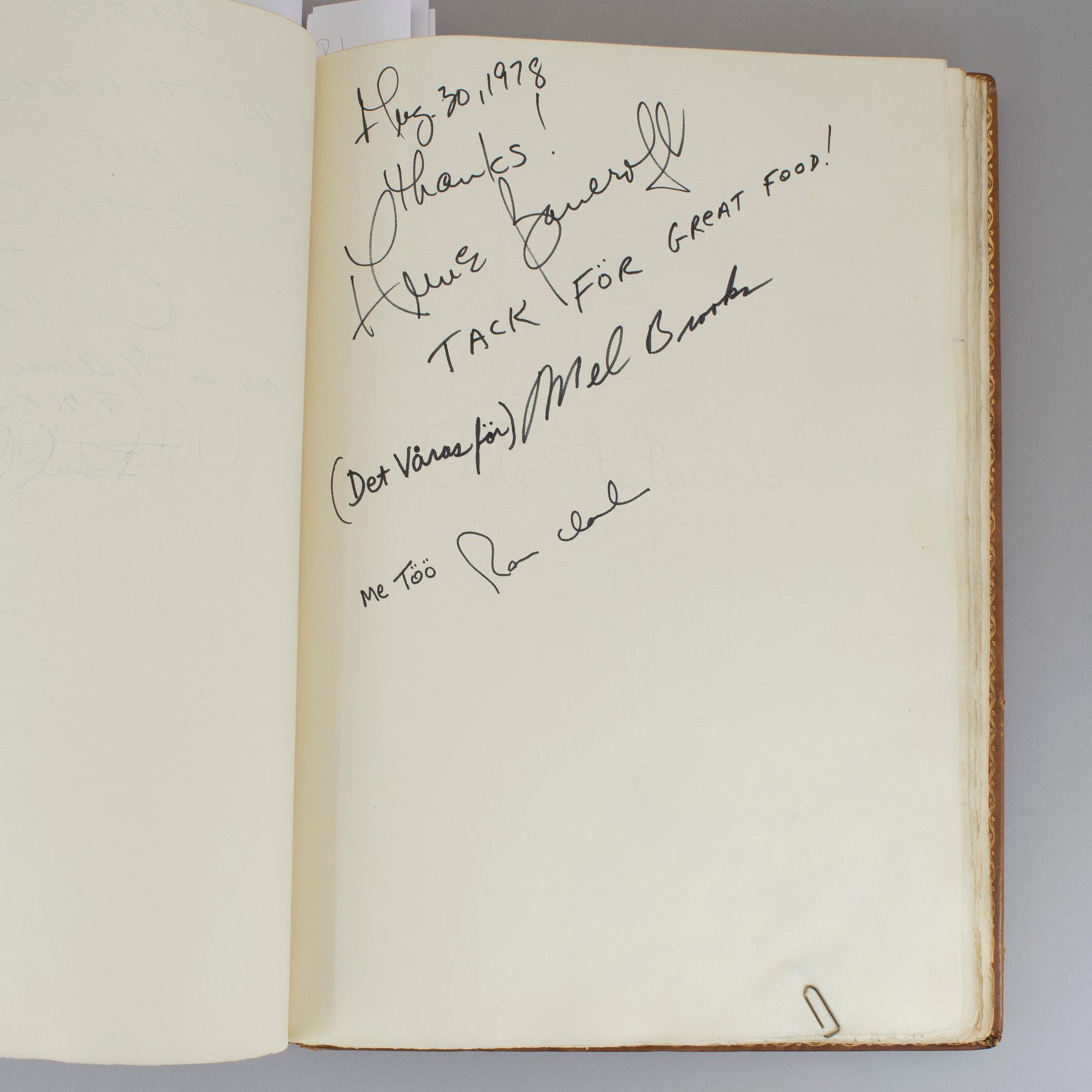 GÄSTBOK MED KÄNDISAUTOGRAFER, Kockska Krogen i Malmö, 1968-92.