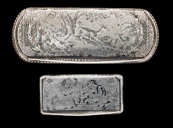 890. DOSOR, 2 st, silver, sannolikt Frankrike 1800-tal.