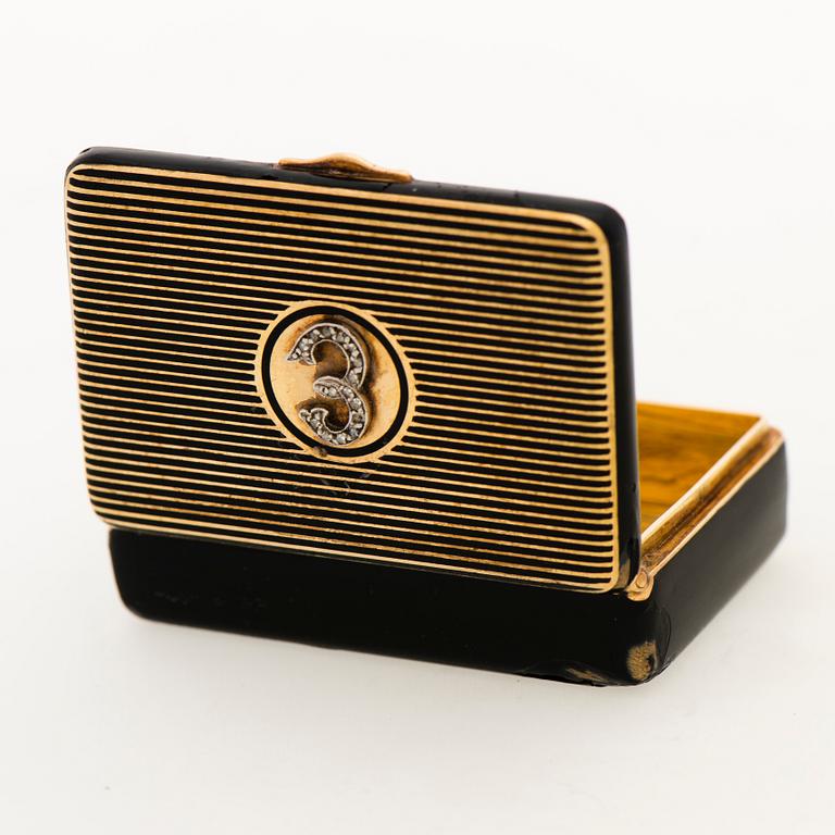 CARTIER PILLERDOSA, 18K guld, emalj, rosenslipade diamanter.