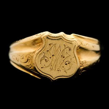 RING, 18K guld. Roland Mellin, Helsingfors 1857.