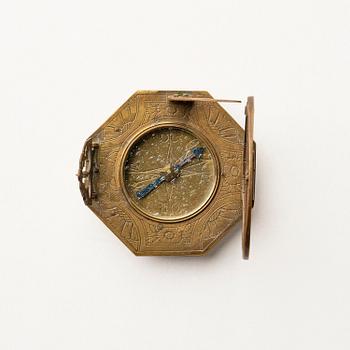 An engraved brass octagonal equinoctial compass sundial by Andreas Vogler (Augsburg, c. 1766-90).