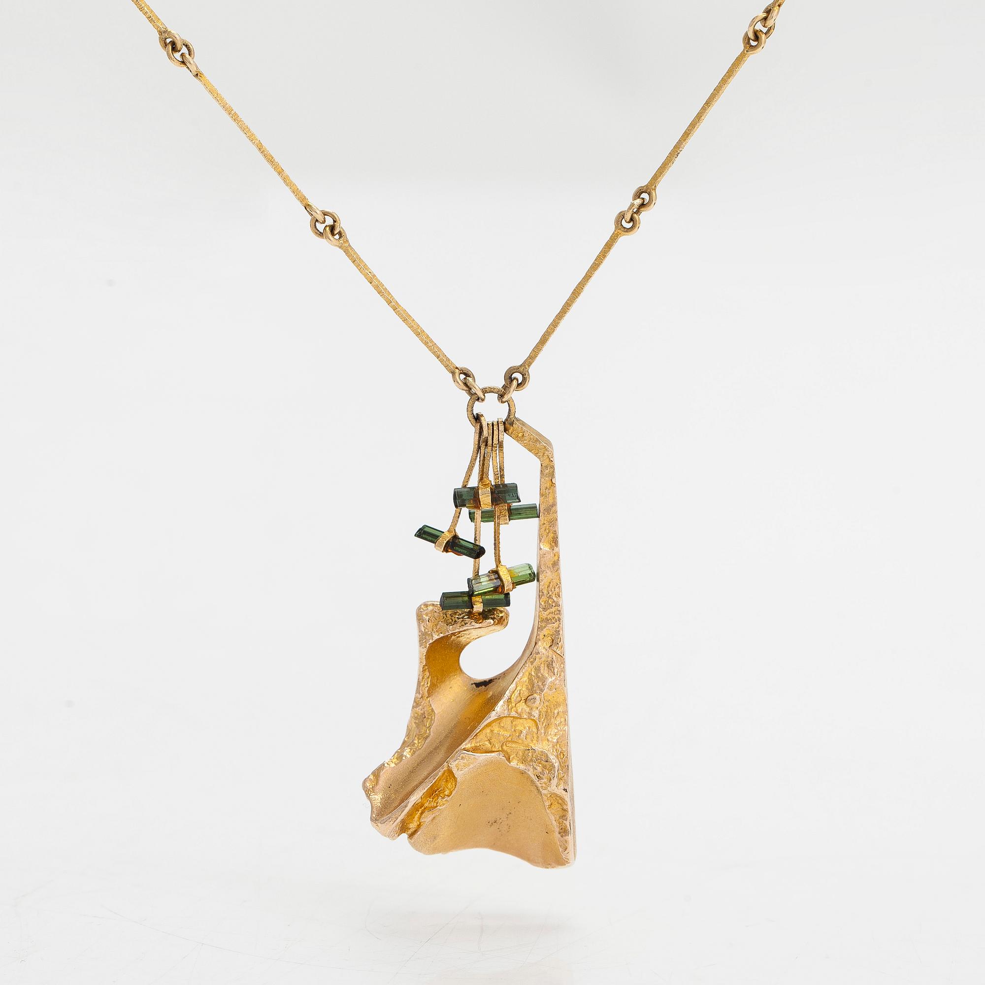 Björn Weckström, halsband "Semiramis", 14K guld och turmaliner. Lapponia 1976.