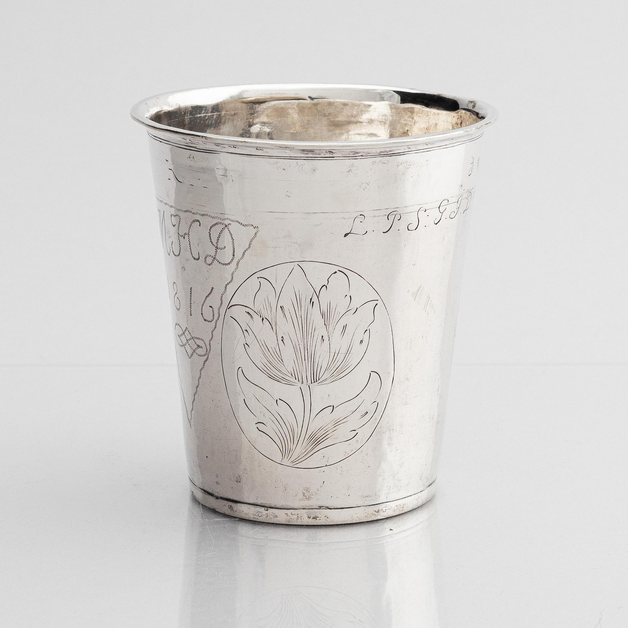 Lorens Andersson Wall, bägare, silver, Norrköping (verksam 1682-1695-). Barock.