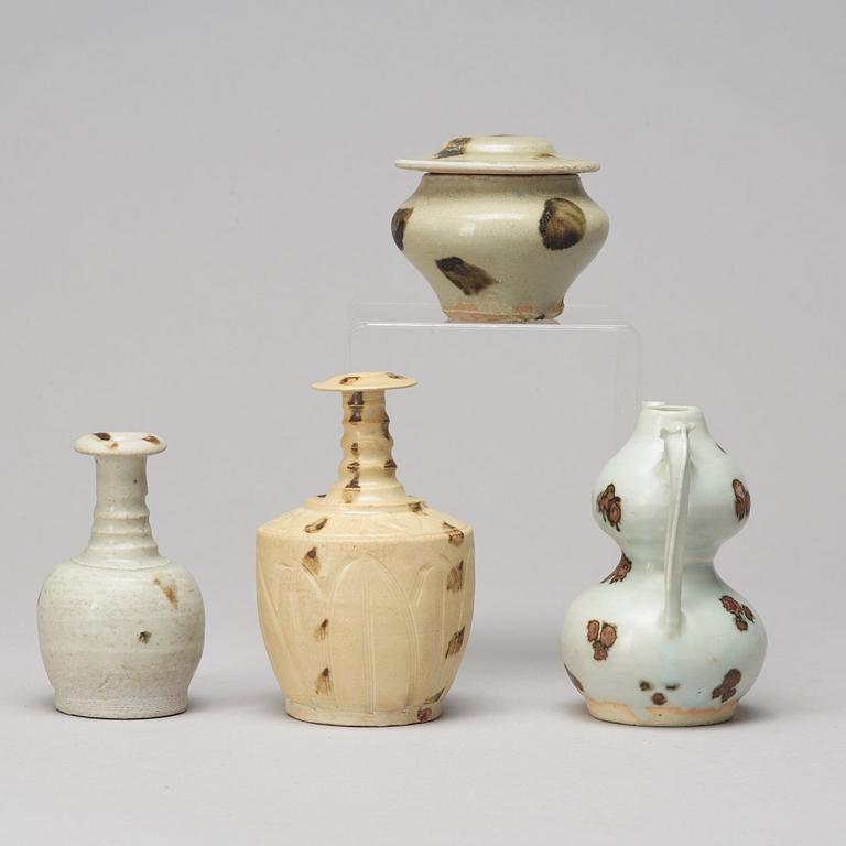 Two vases, a ewer and a jar with cover, possibly Yuan Dynasy.