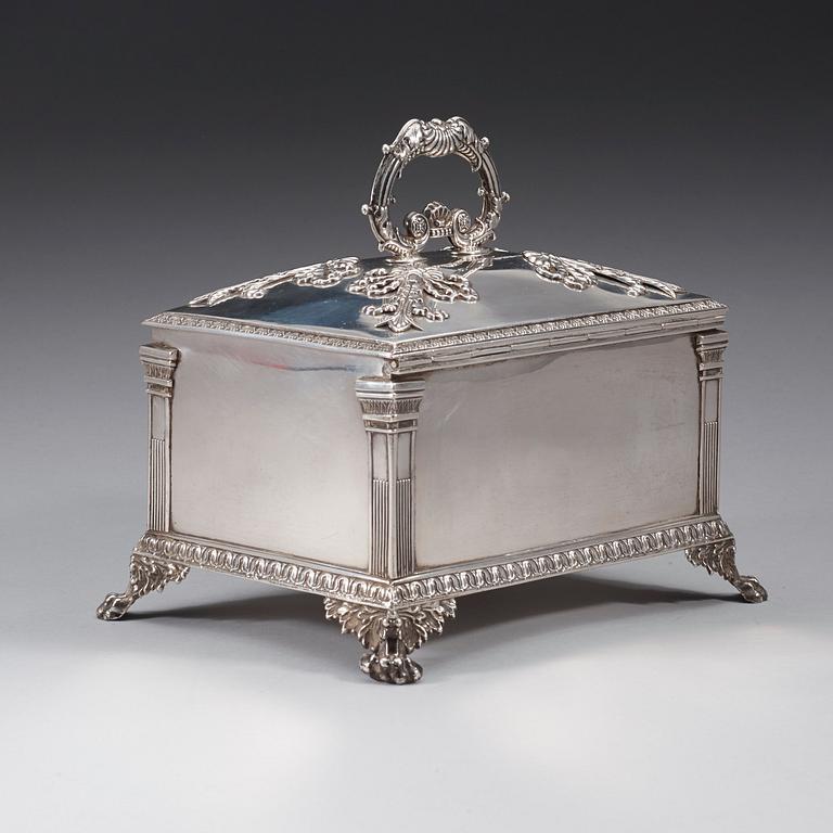 A Swedish 19th century silver sugar-casket, marks of Adolf Zethelius, Stockholm 1828.