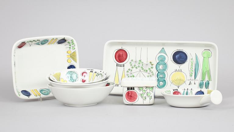SERVISDELAR, 7 delar, flintgods, "Picknick", Marianne Westman, Rörstrand.