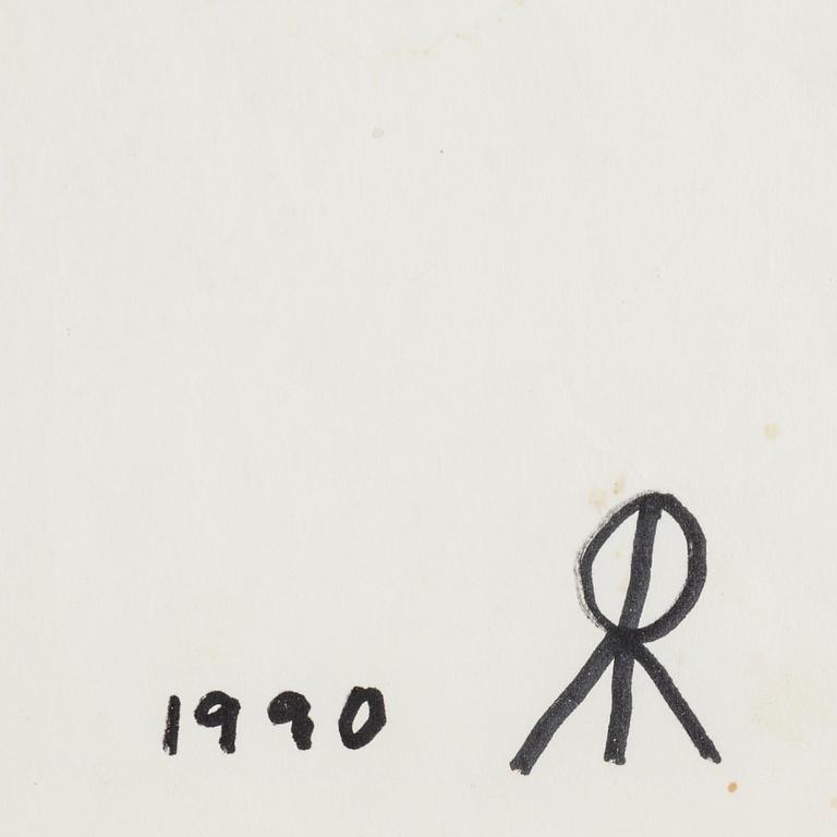 ROGER RISBERG, crayon and indian ink on paper, signed Roger Risberg with monogram and dated 1990.