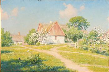 Johan Krouthén, Gårdsidyll med pickande höns.