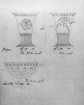 Simon Gate, two Swedish Grace engraved glass beakers, Orrefors, Sweden 1924.