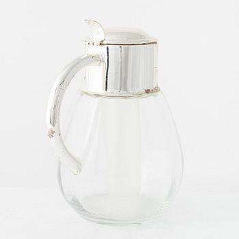 A glass and metal lemonade carafe / cocktail decanter, 20th century.