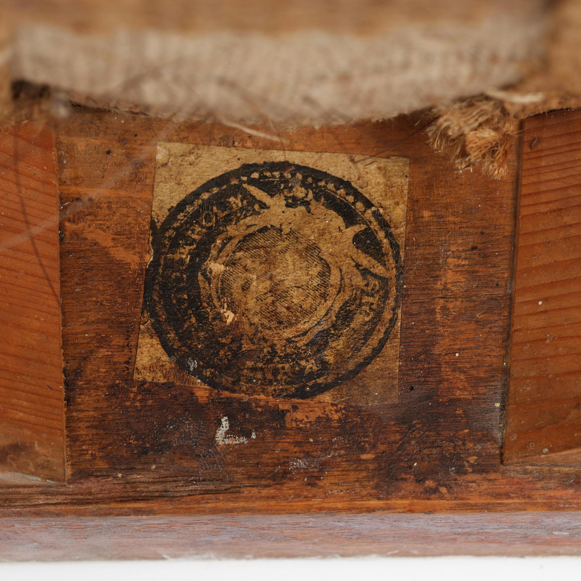 A late Gustavian stool, Stockholm, late 18th century.