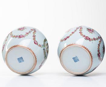 A pair of famille rose jars, Qing dynasty, Qianlong (1736-95).