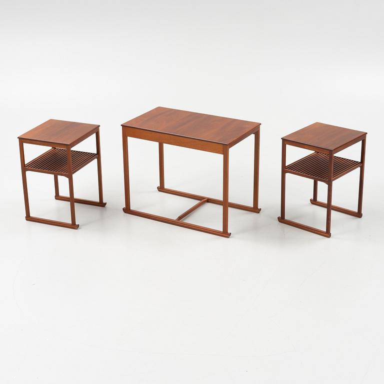 Carl Malmsten, a three-piece nesting table, 'Släden', second half of the 20th century.