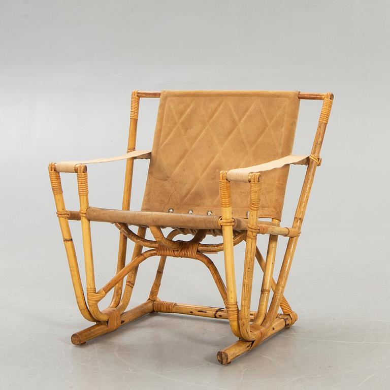 Fåtölj, bambu, mocka, 1950-tal, Safari-modell.