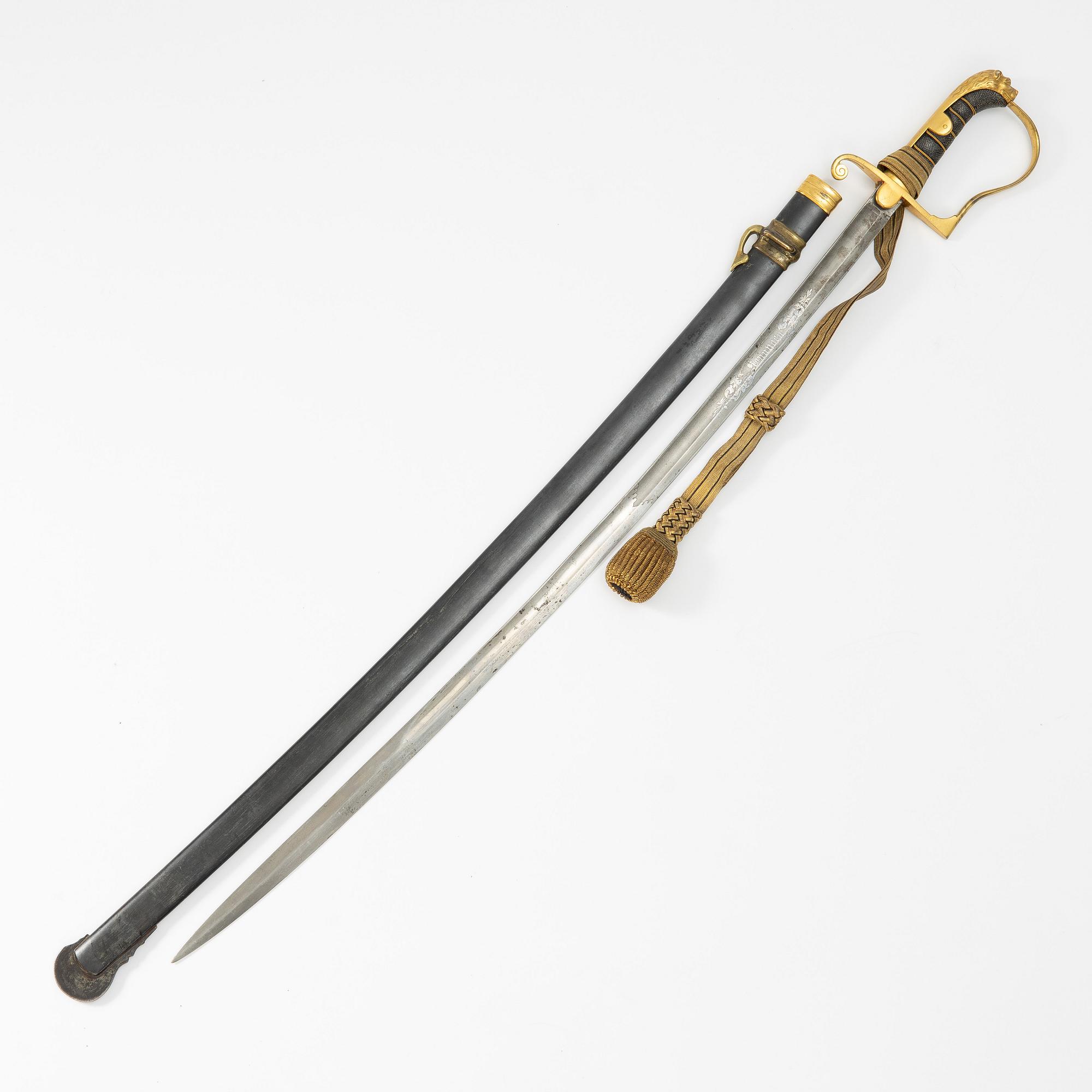 A Swedish officer's sabre, end of the 19th century, with scabbard.