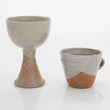 Kyllikki Salmenhaara, a stoneware goblet and a cup signed KS.