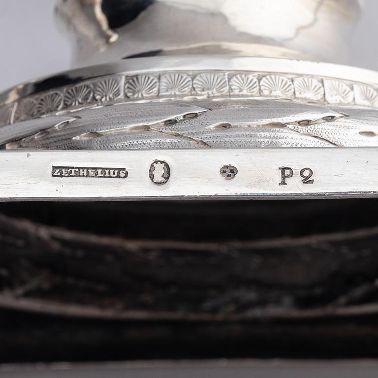 A pair of Swedish 18th century silver candelsticks, marks of Pehr Zethelius, Stockholm 1797.