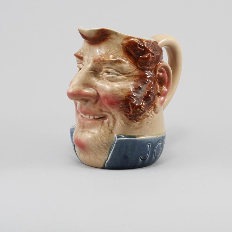 TOBY JUG, flintgods, Sarreguemines, omkring år 1900.