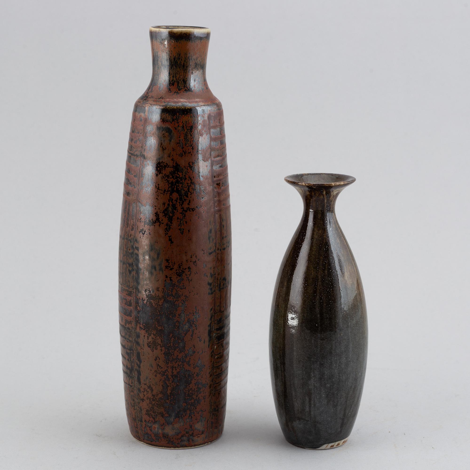 Carl-Harry Stålhane, two glazed stoneware vases, Rörstrand and Designhuset.