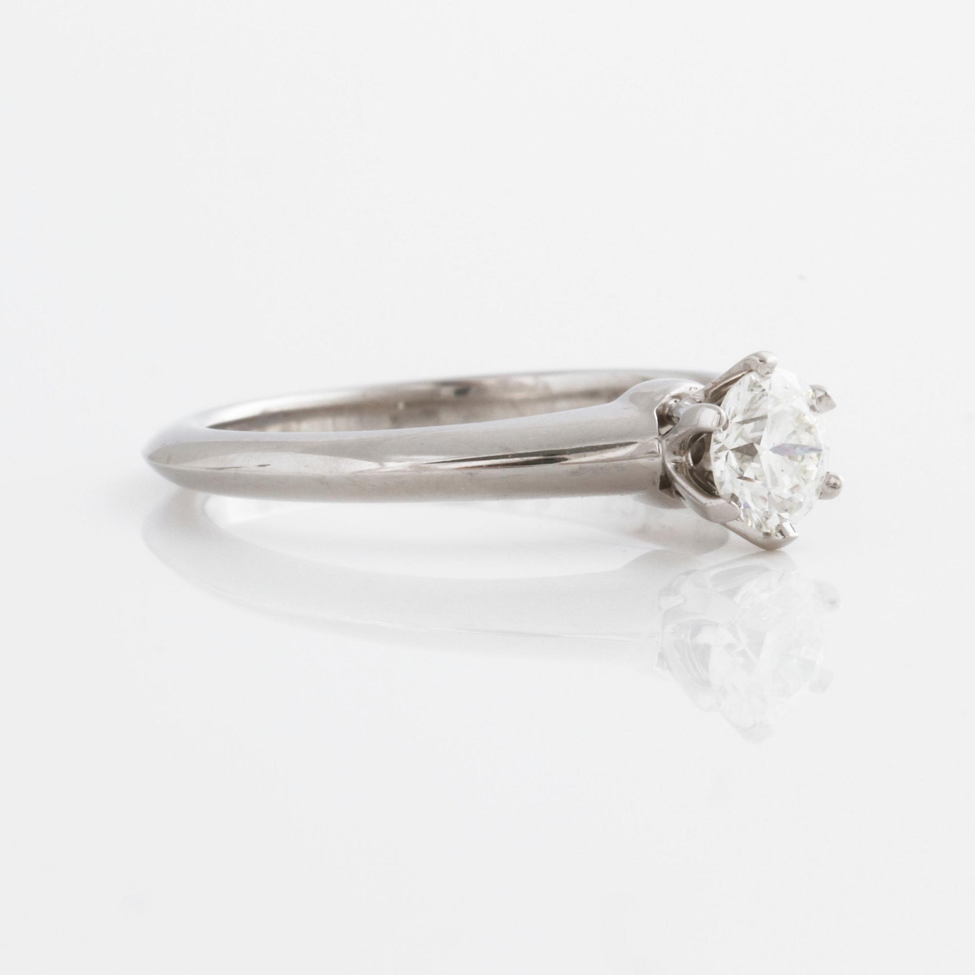 A 0.37 cts brilliant cut diamond Tiffany & Co ring.