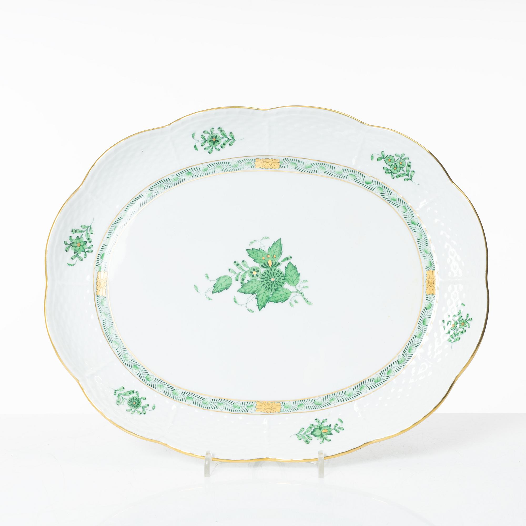 A 42-piece 'Chinese Bouquet' porcelain service and six 'Waldstein rose' coffee cups with saucers, Herend, Hungary.