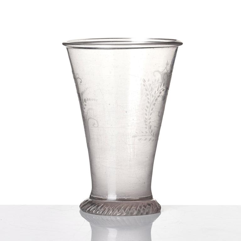 A glass goblet, Skånska glasbruket, Sweden, 18th Century.