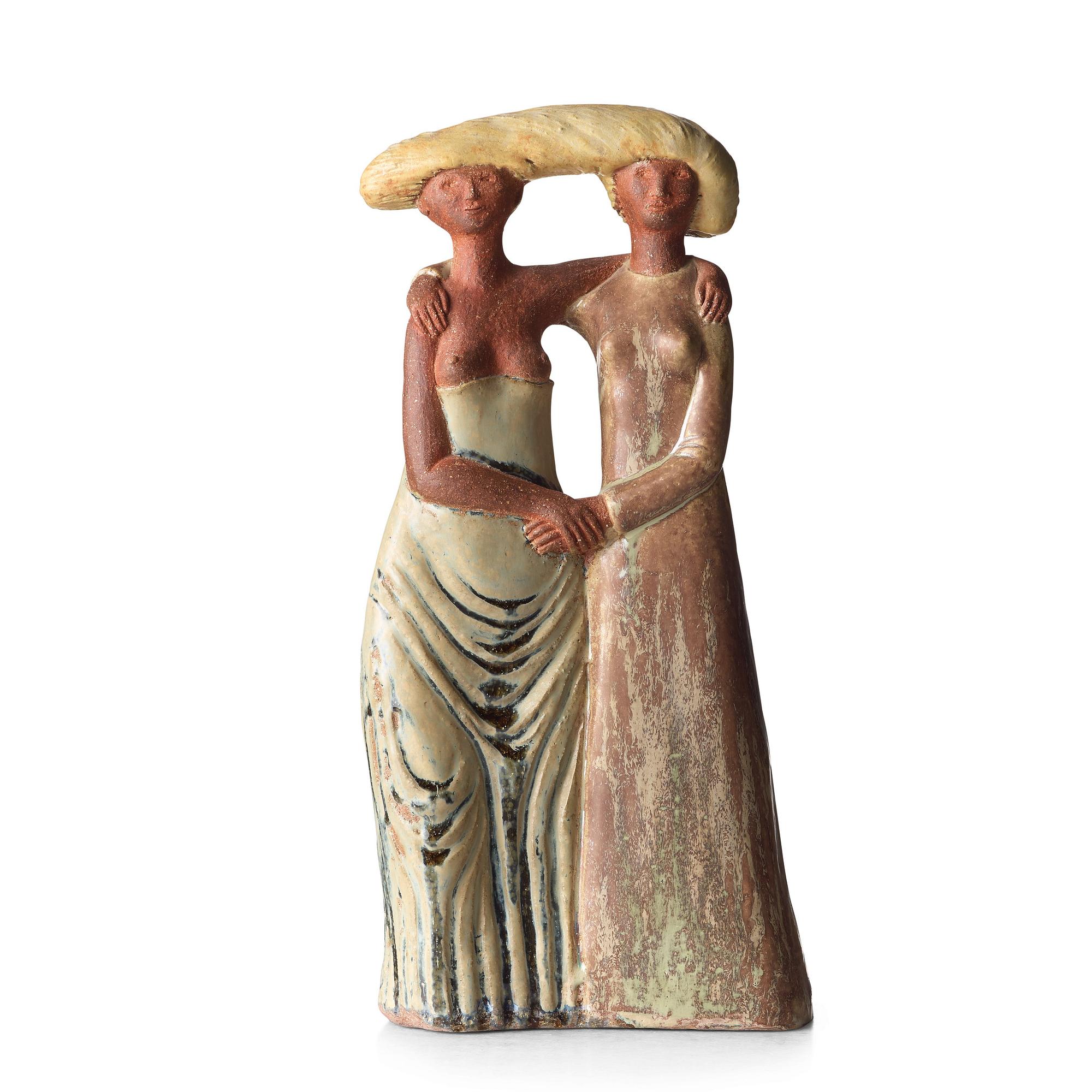 Stig Lindberg, a stoneware sculpture "The Sisters”, Gustavsberg studio, Sweden 1940's.