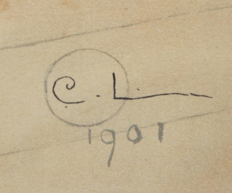 CARL LARSSON, efter. Färglitografi, utgiven av Idun. "Tittut".