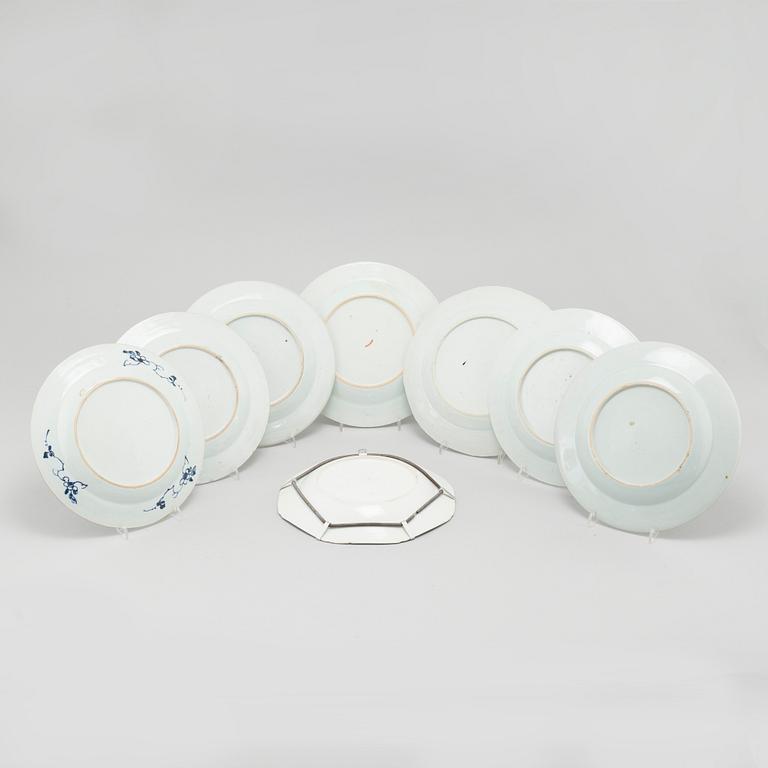 Eight plates, porcelain, China.