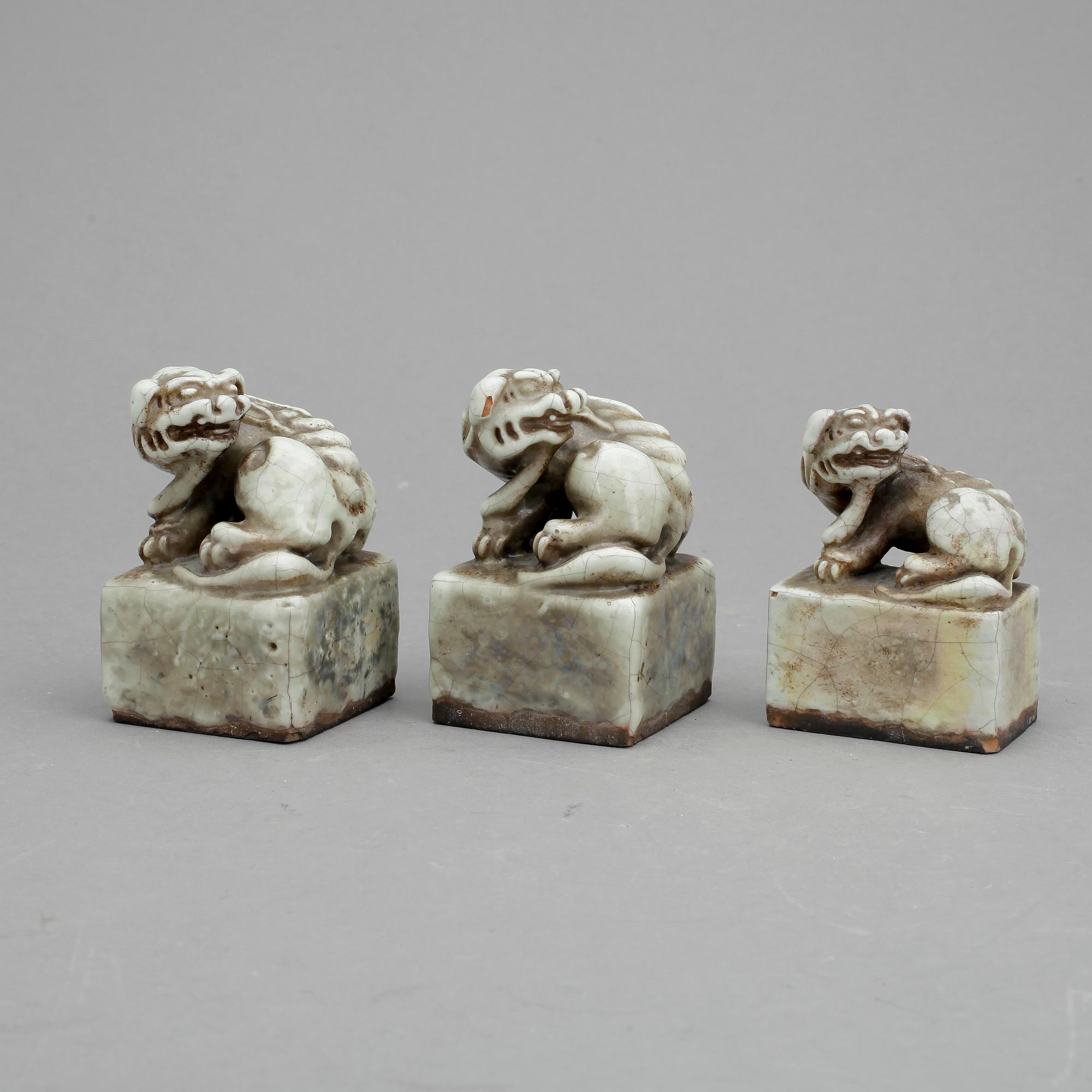 SIGILL, 3 st, keramik, Kina, 1800/1900-tal.