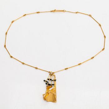 Björn Weckström, a 14K gold and tourmaliner necklace "Semiramis". Lapponia 1973.